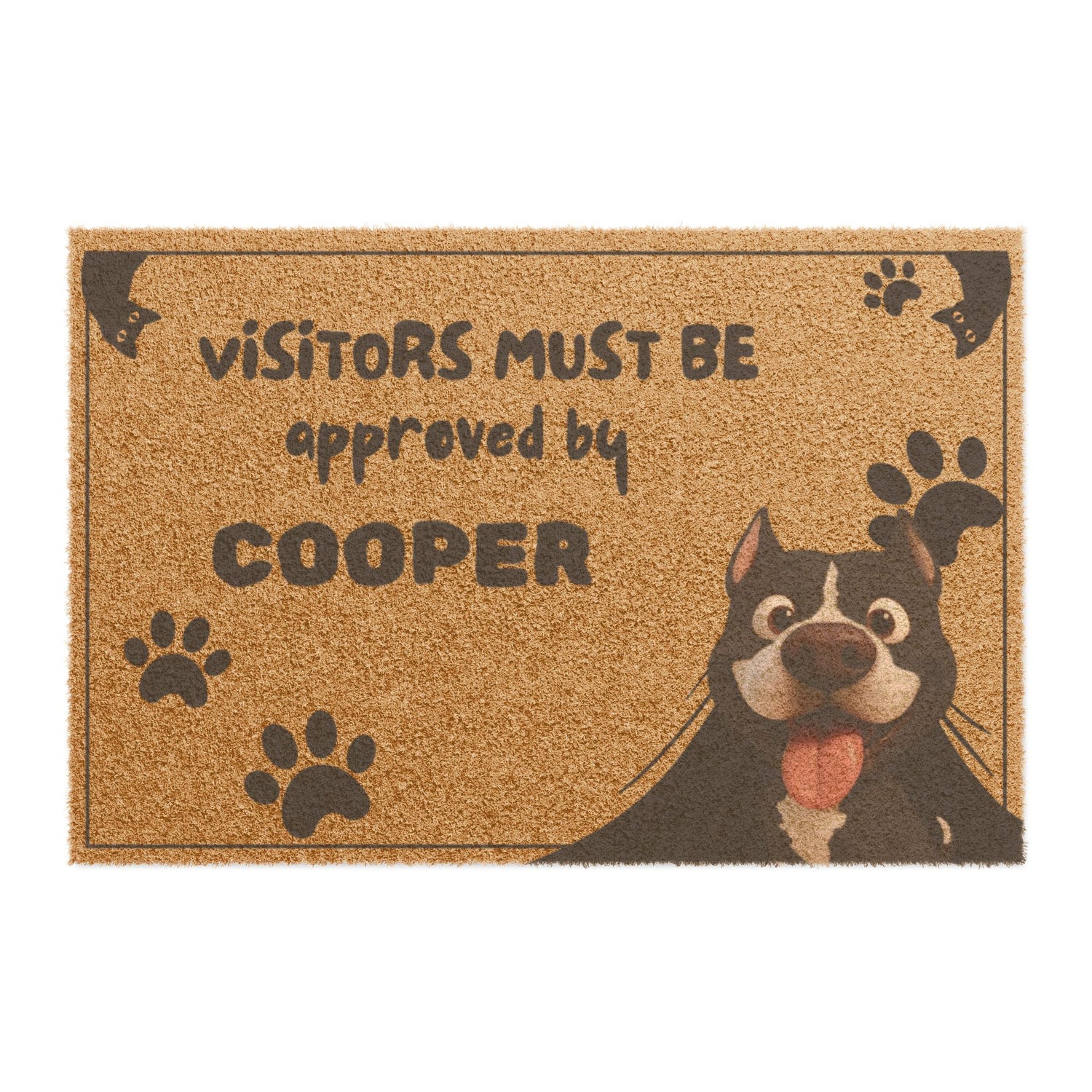 Pet-Friendly Doormat, Custom Name Welcome Mat, Dog Lover Gift, Cute Home Decor, Hilarious Paw Print Entrance Rug
