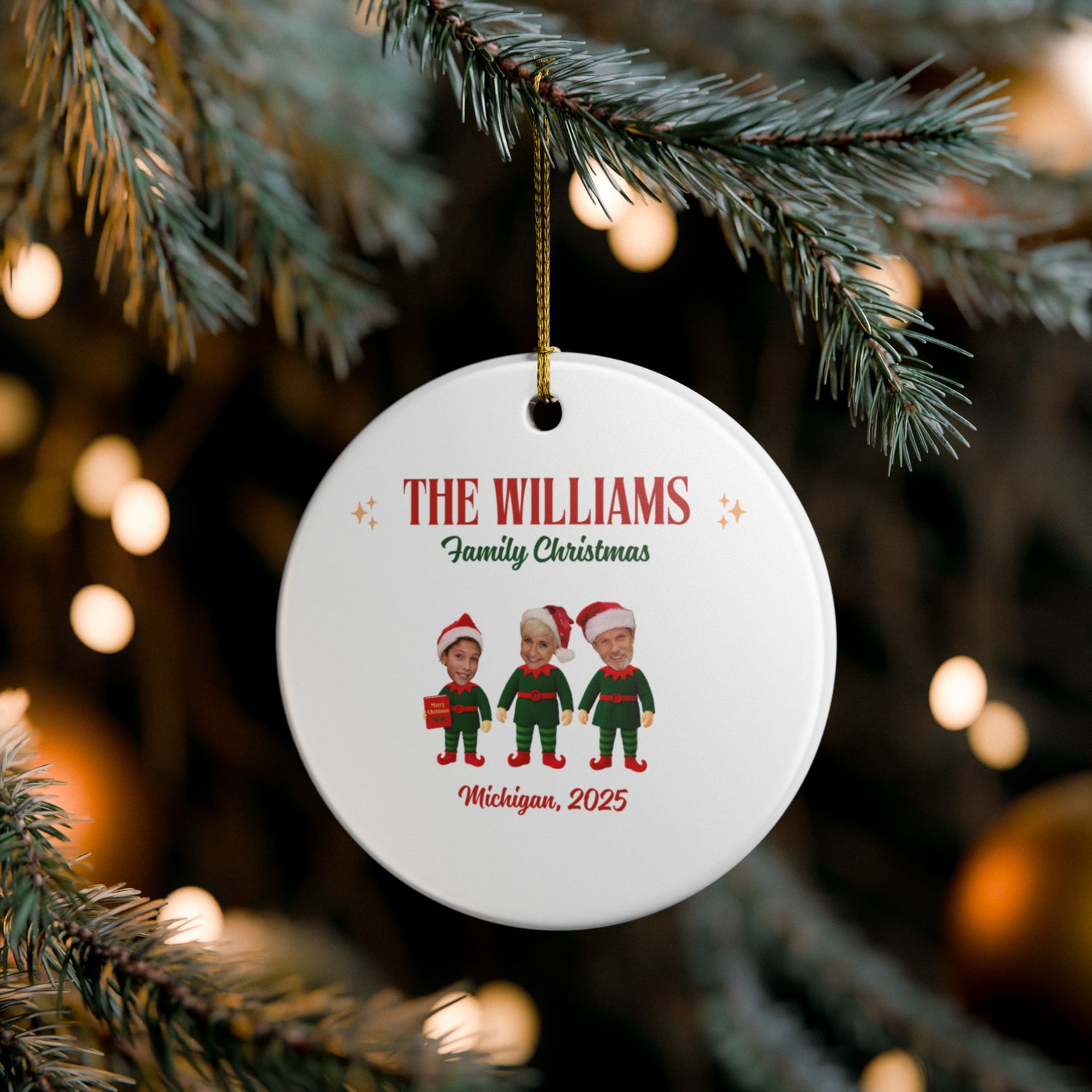Personalized Family Christmas Ornament – Ceramic Holiday Decoration