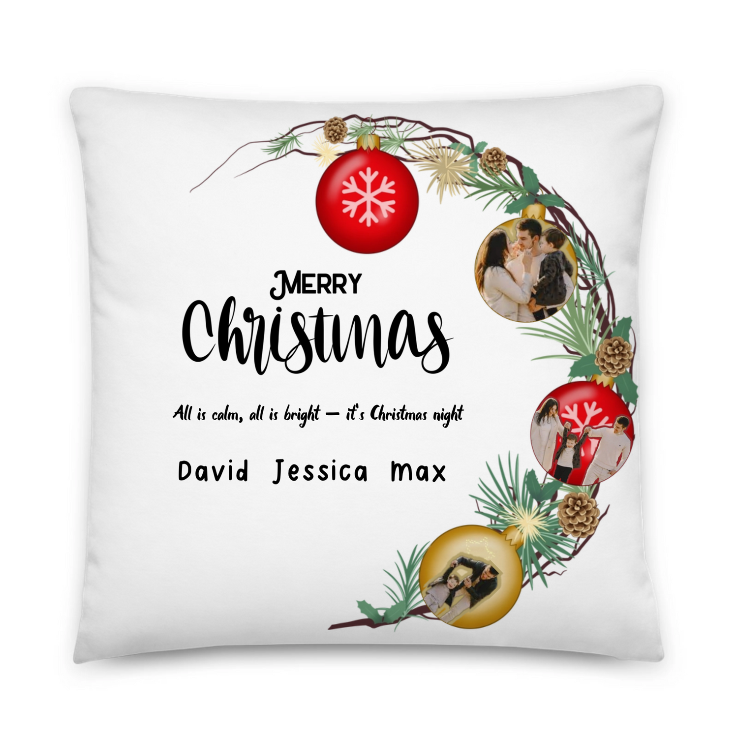 Merry Christmas - Personalized All -Over Print Basic Pillow