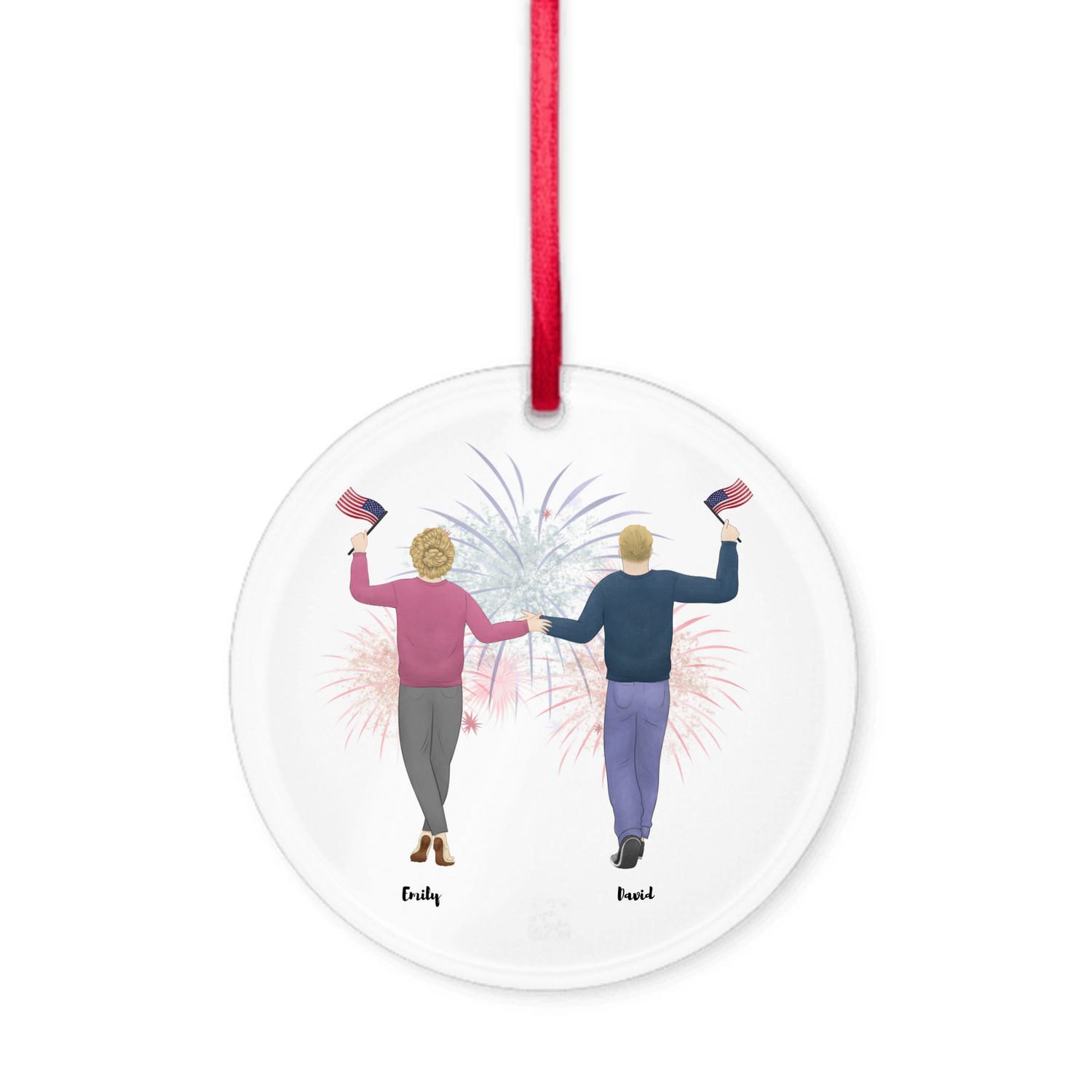 Proud Parent choose the kids gender - Personalized Acrylic Ornament with Ribbon