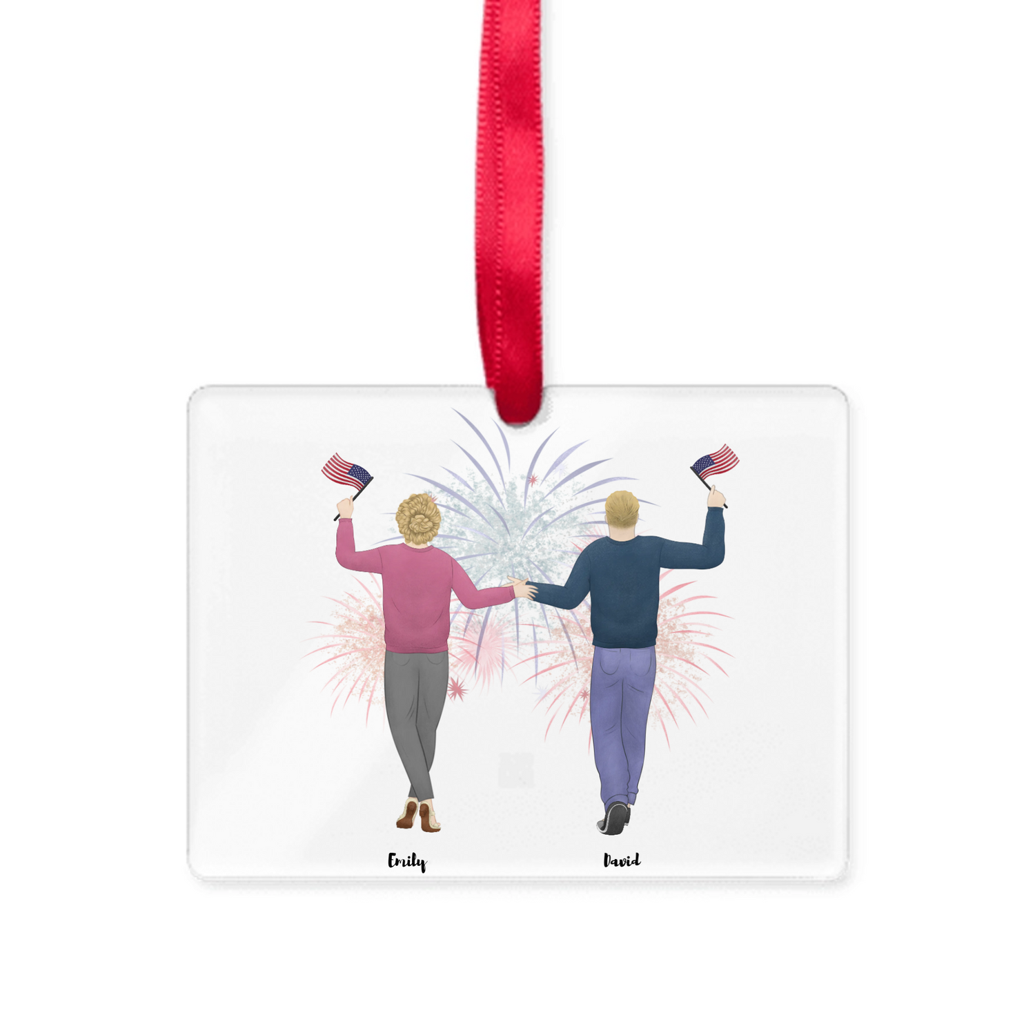Proud Parent choose the kids gender - Personalized Acrylic Ornament with Ribbon