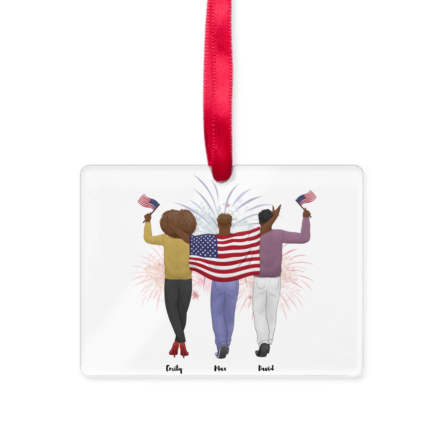 Proud Parent choose the kids gender - Personalized Acrylic Ornament with Ribbon
