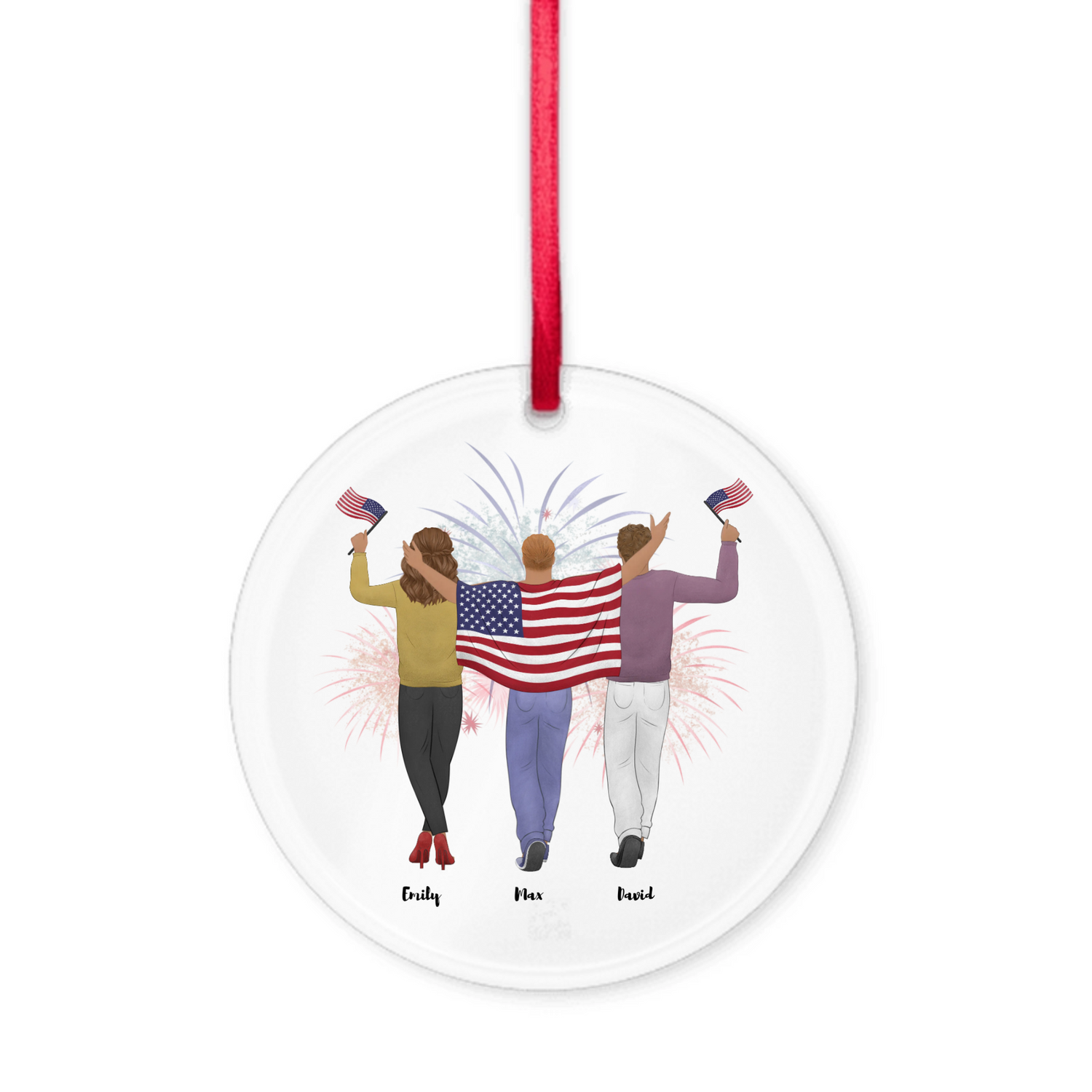 Proud Parent choose the kids gender - Personalized Acrylic Ornament with Ribbon