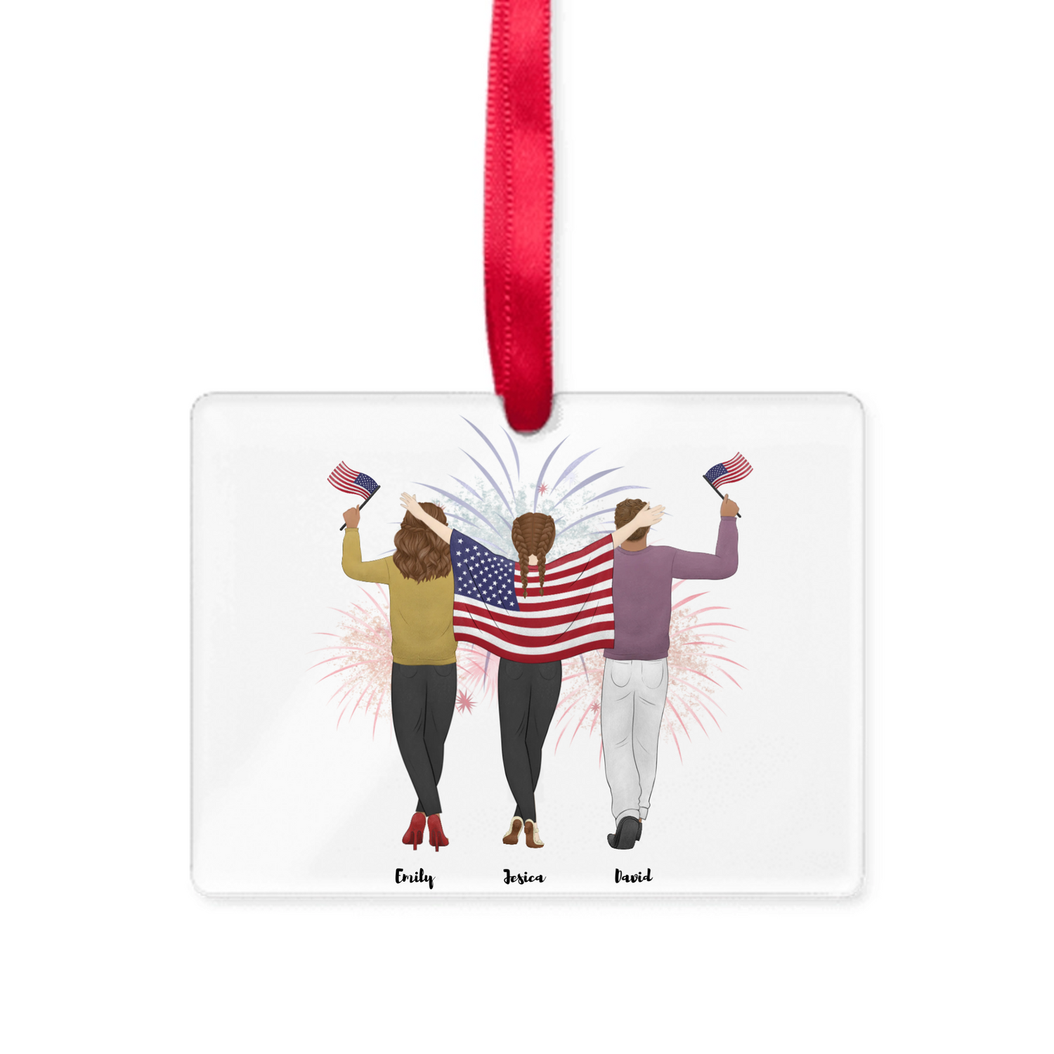 Proud Parent choose the kids gender - Personalized Acrylic Ornament with Ribbon