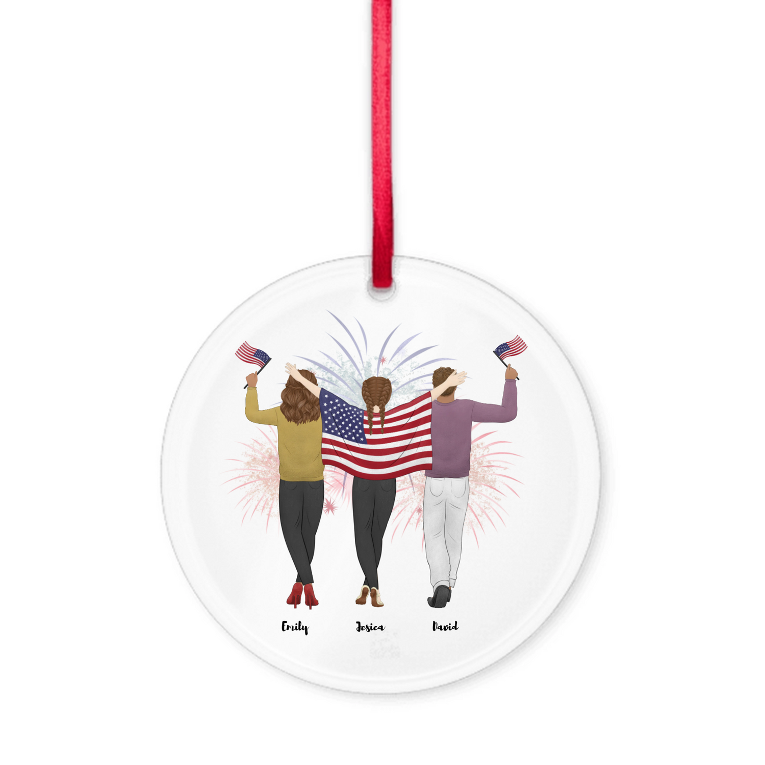 Proud Parent choose the kids gender - Personalized Acrylic Ornament with Ribbon