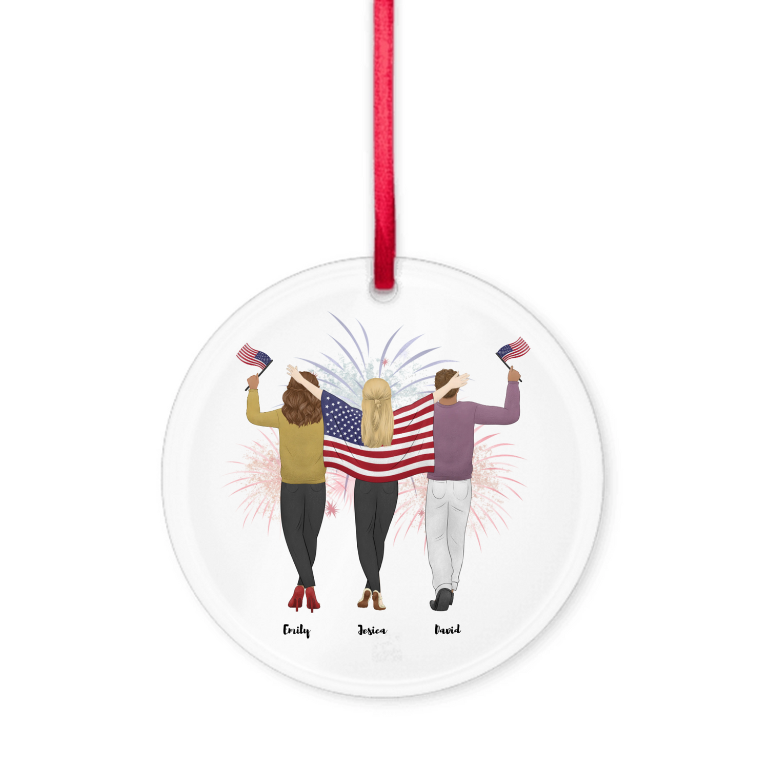 Proud Parent choose the kids gender - Personalized Acrylic Ornament with Ribbon