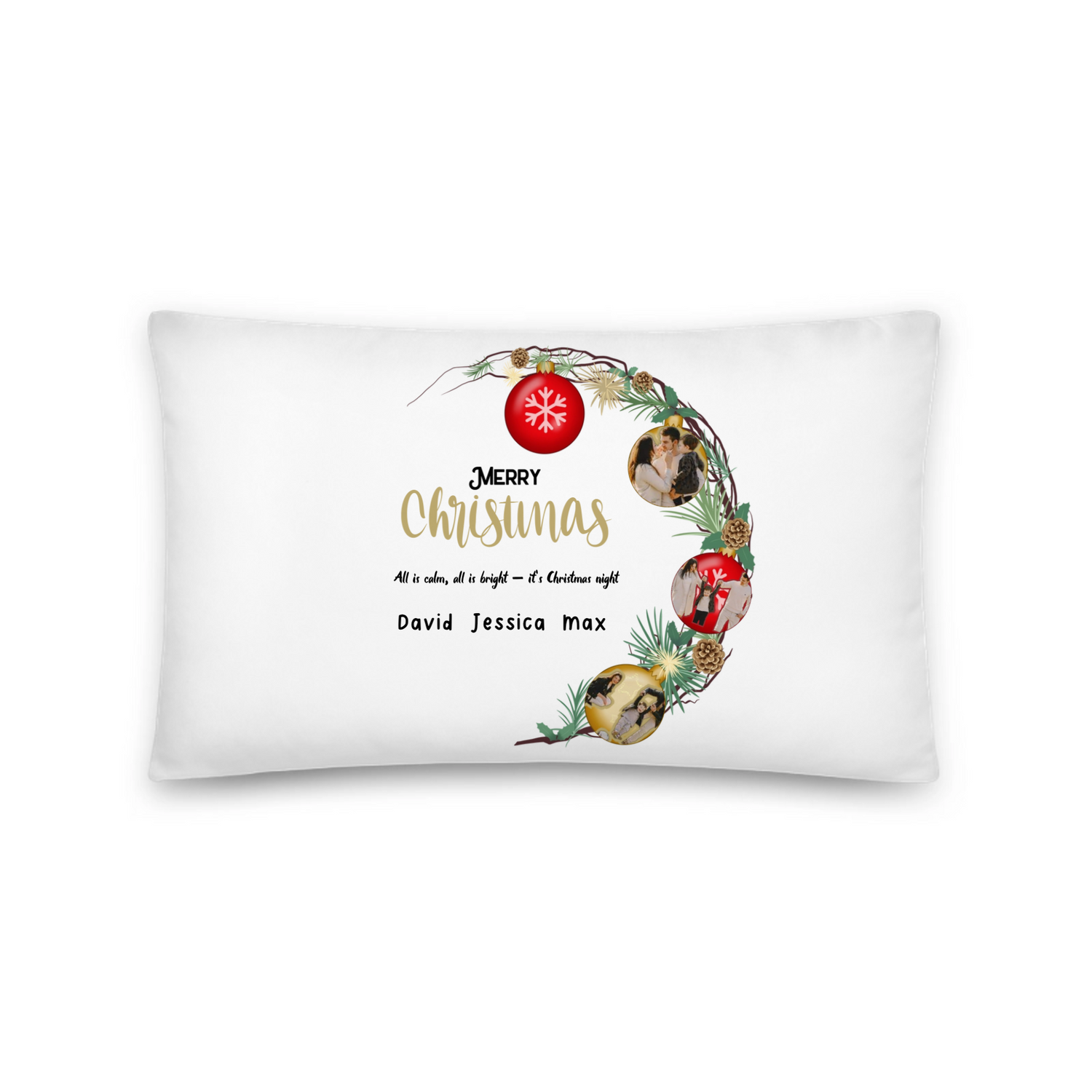Merry Christmas - Personalized All -Over Print Basic Pillow