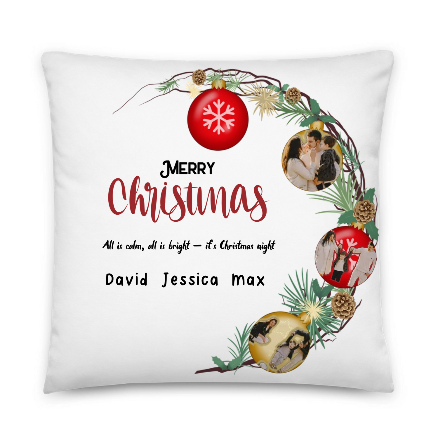 Merry Christmas - Personalized All -Over Print Basic Pillow