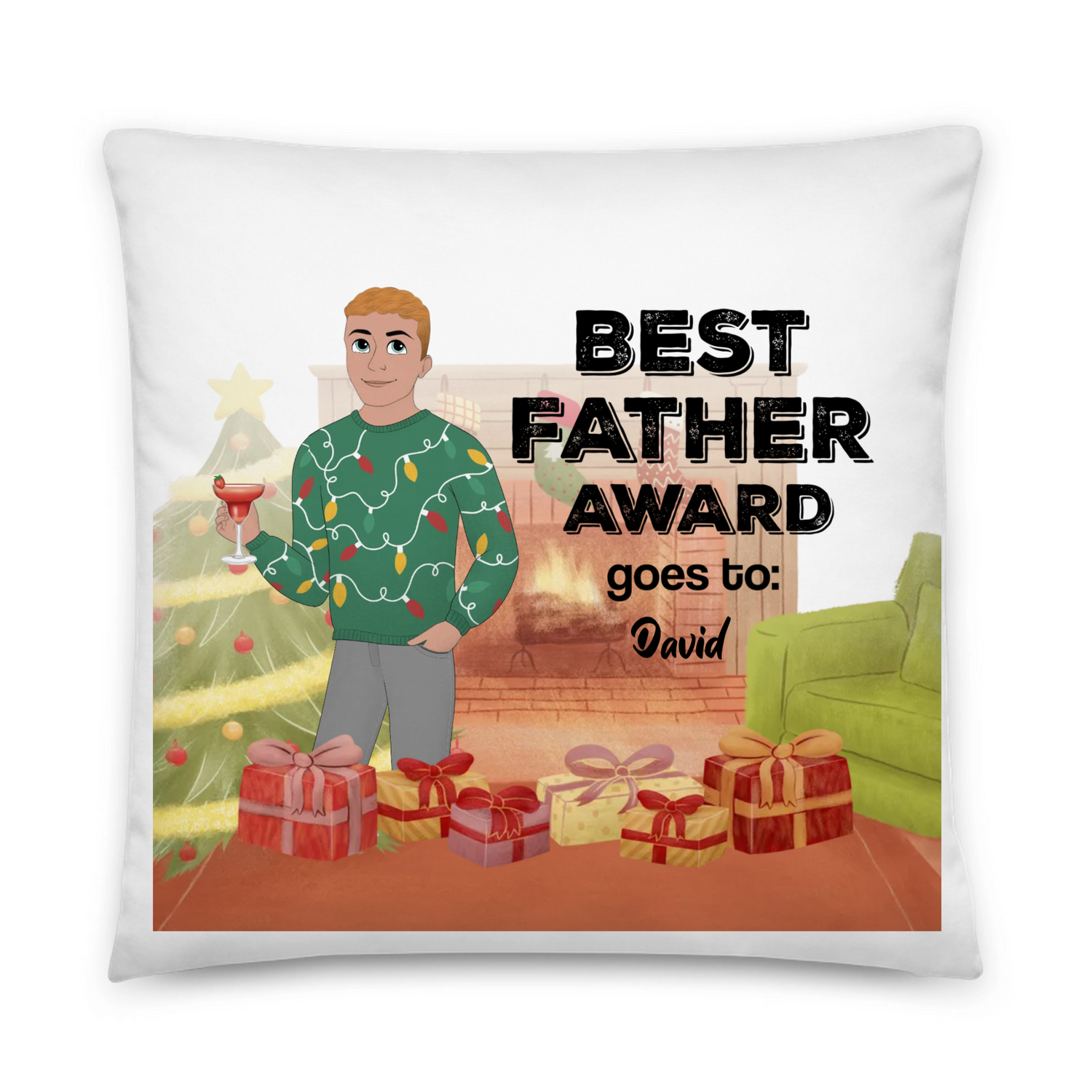 Best Father Award Goes to - Personalized All-Over Print Basic Pillow