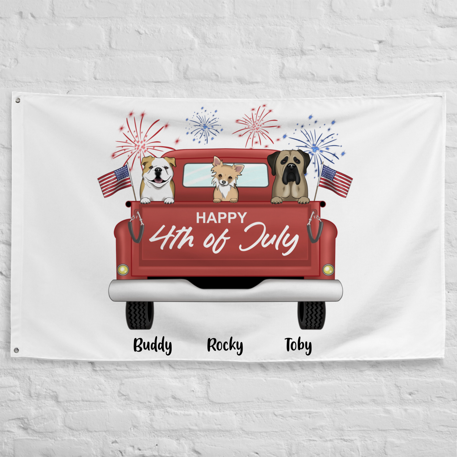 Happy 4th of July - Personalized All-Over Print Flag