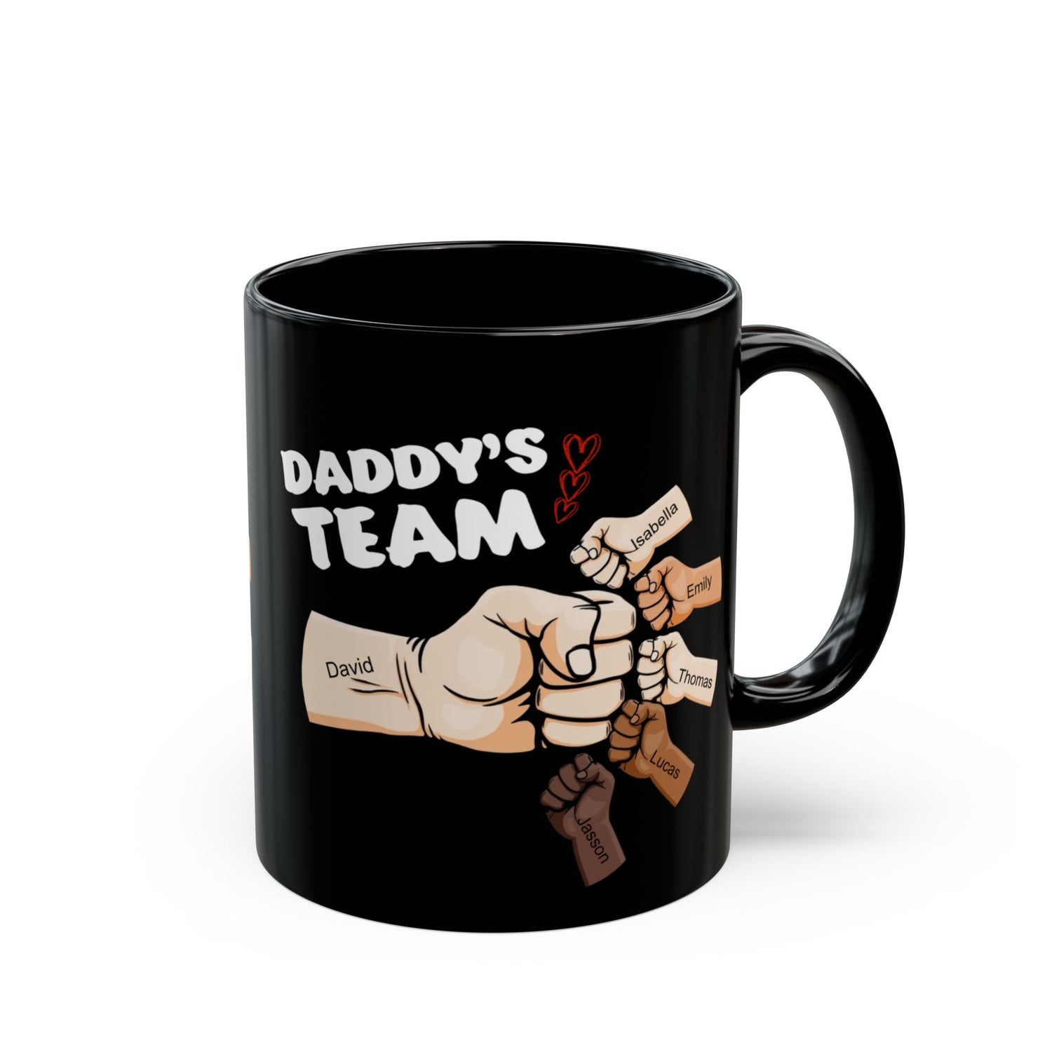 Daddy's Team - Personalized Black Mug