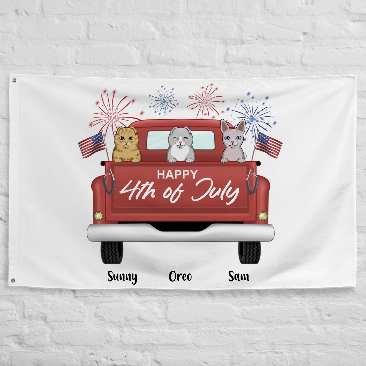 Happy 4th of July - Personalized All-Over Print Flag