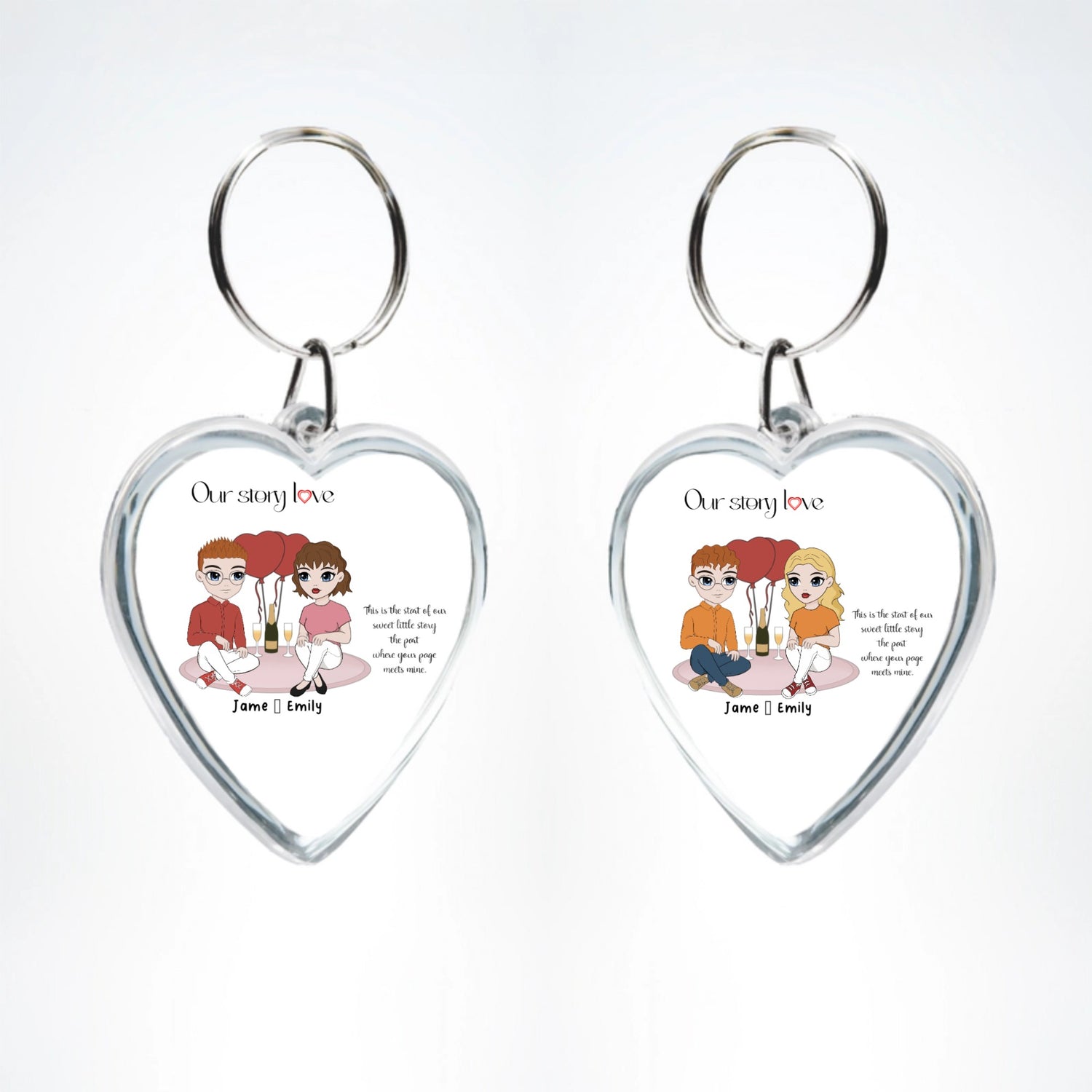 Our story love - Personalized Heart Keyring