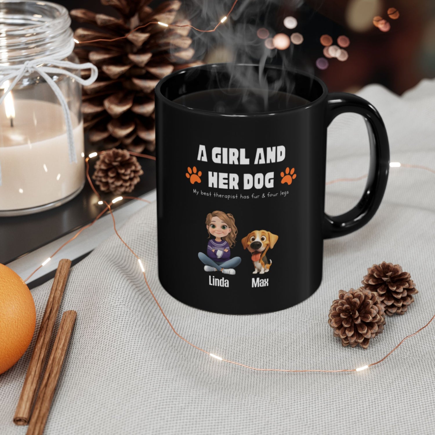 Personalized Pet Lover Mug – A Girl and Her Dog, Gifts for Dog Owners, Custom Coffee Cup, Dog Mom Gift, Cute Pet Gift