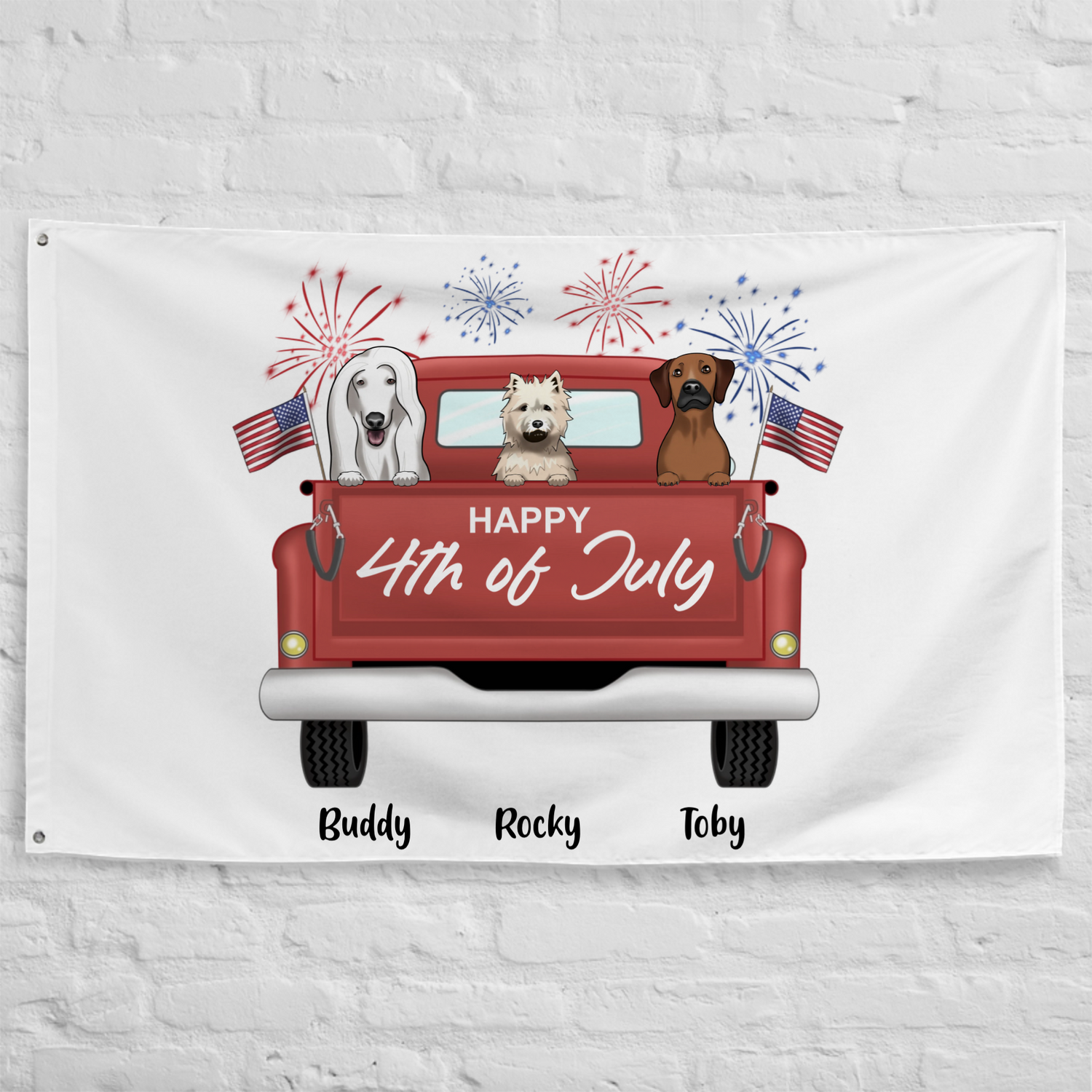 Happy 4th of July - Personalized All-Over Print Flag